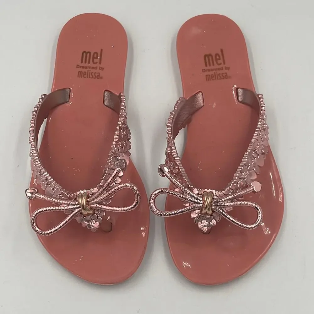 Mini Melissa Mel Harmonic Chrome III Rose Gold Sandals Little Girl sz 13